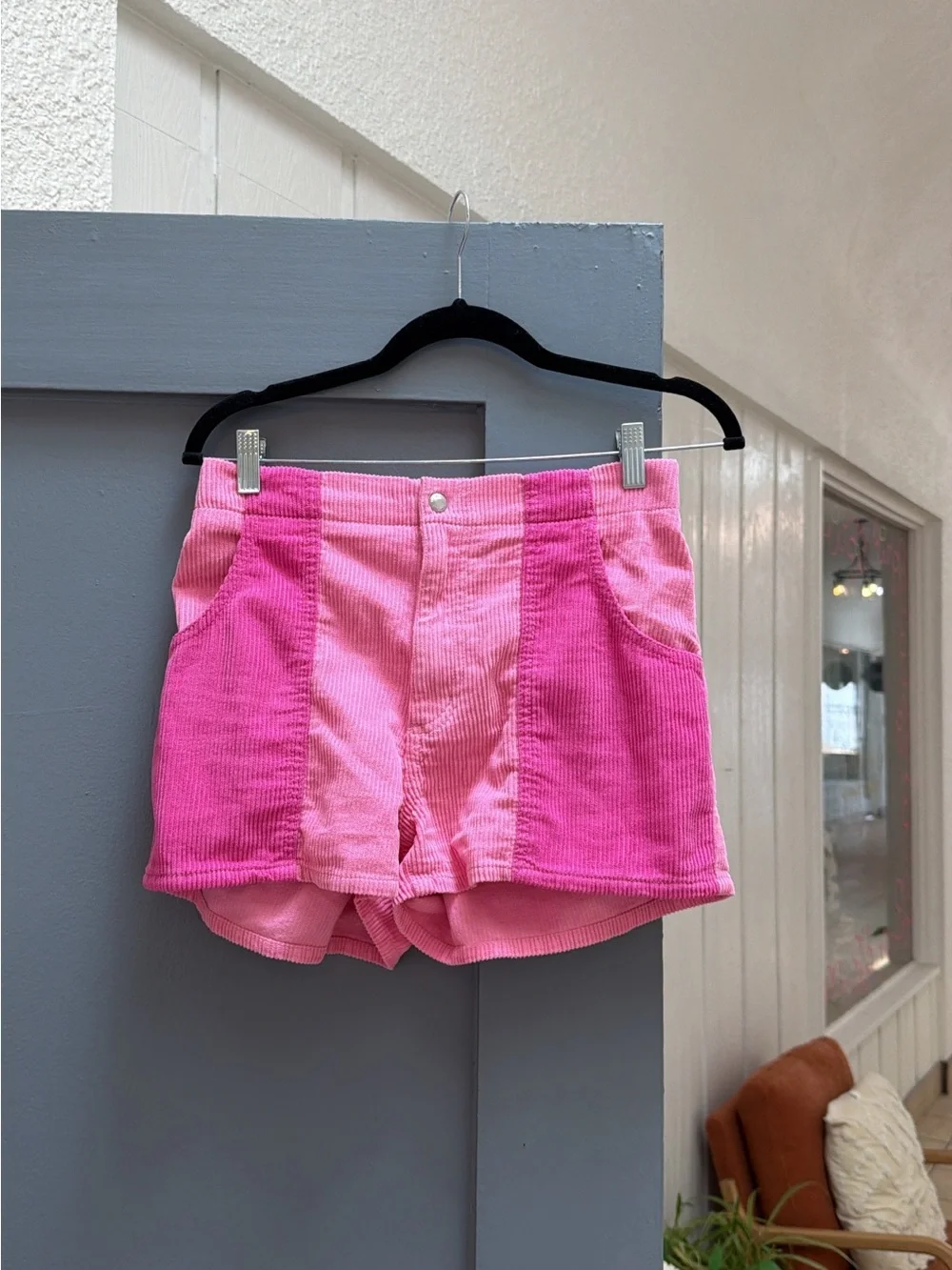 Urban Outfitters Two-Tone Pink High-Waist Corduroy Shorts